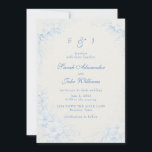 Blue Chinoiserie Floral Cream Wedding Invitation<br><div class="desc">Blue Chinoiserie Floral Blue Text Cream background wedding invitation.</div>