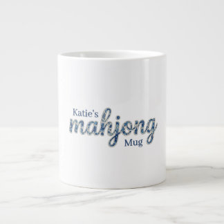 Blue Chinoiserie Floral Custom Mahjong Large Coffee Mug