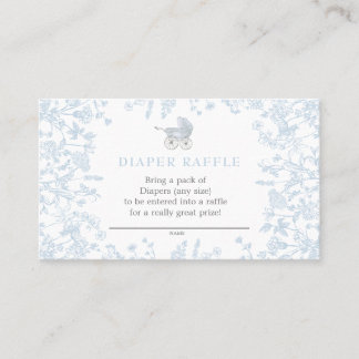 Blue Chinoiserie floral diaper raffle card, game Business Card