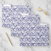 Blue Chinoiserie Floral File Folder