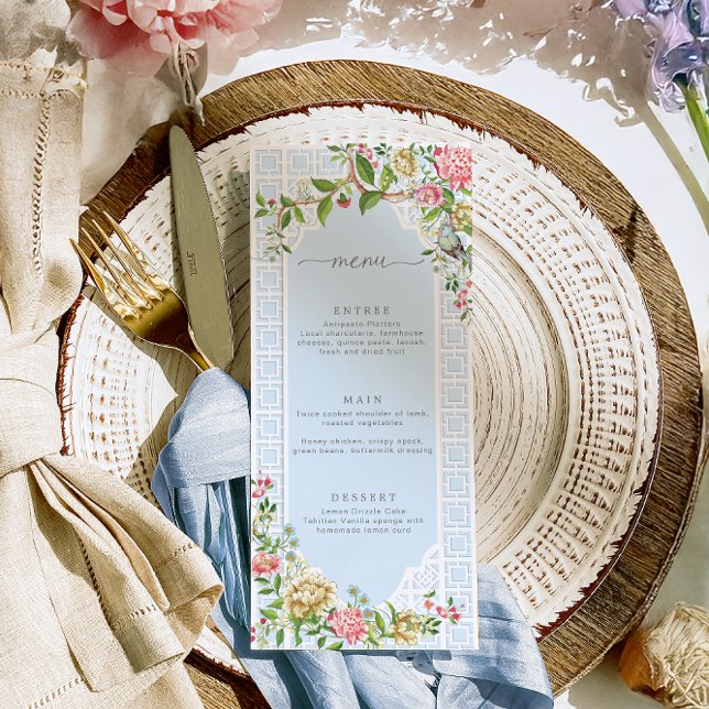 Blue Chinoiserie Floral Menu - Trianon (Creator Uploaded)