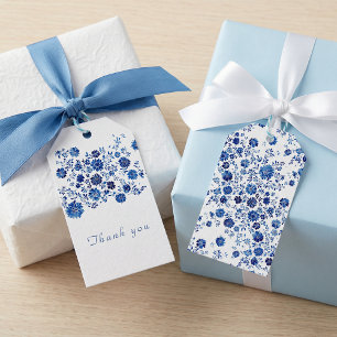 Blue Chinoiserie Floral Thank You Gift Tags