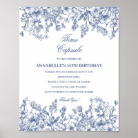 Blue Chinoiserie Floral Time Capsule Baby Birthday