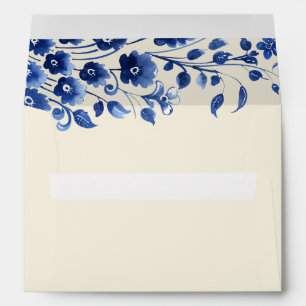Blue Chinoiserie Floral Wedding Envelope