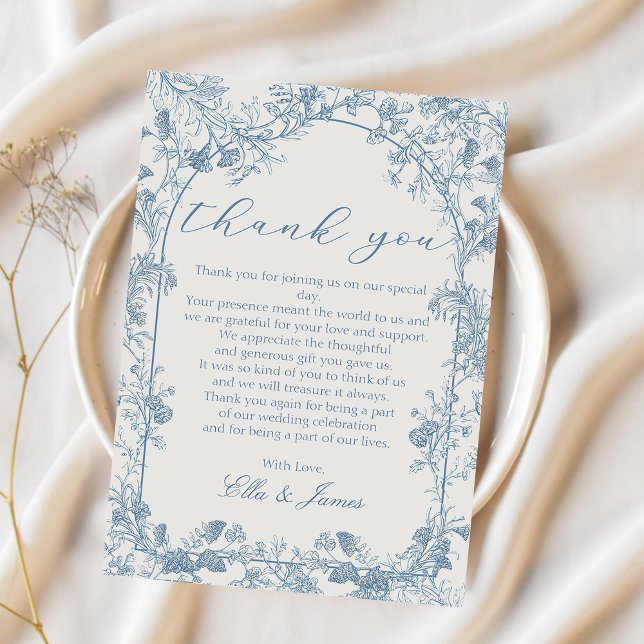 Blue Chinoiserie Floral Wedding Thank You (Creator Uploaded)