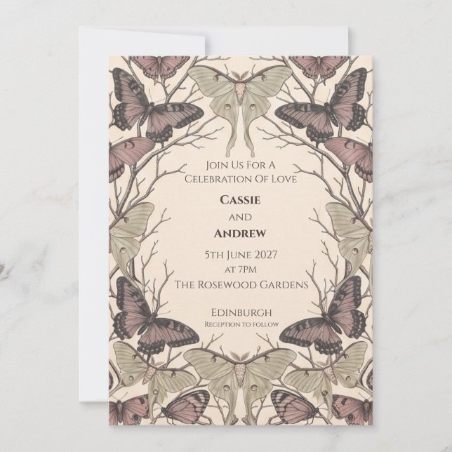 Blue Chinoiserie Garden Wedding Invitation (Front)