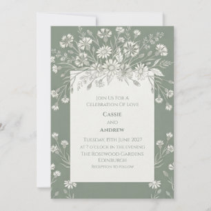 Blue Chinoiserie Garden Wedding Invitation