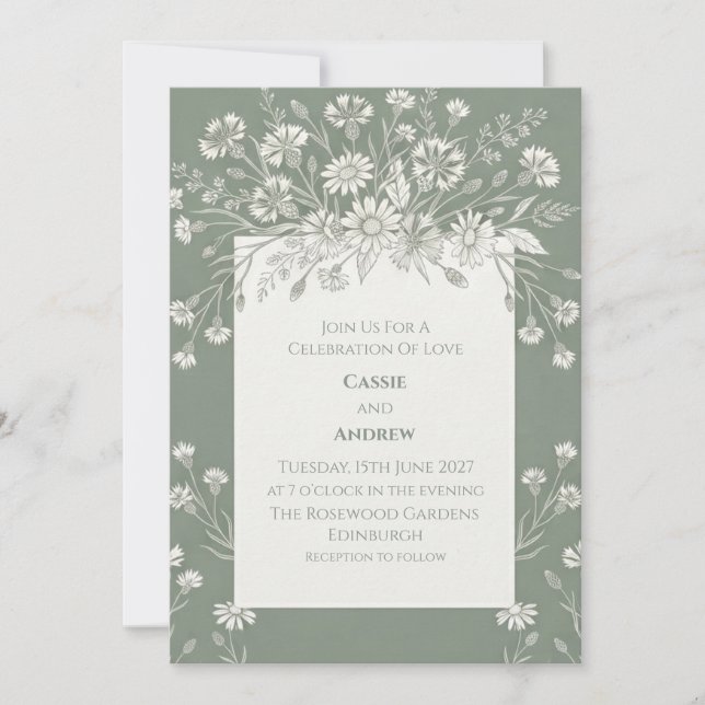 Blue Chinoiserie Garden Wedding Invitation (Front)