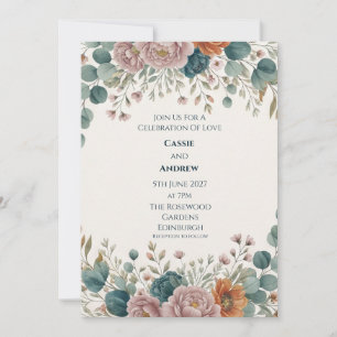 Blue Chinoiserie Garden Wedding Invitation