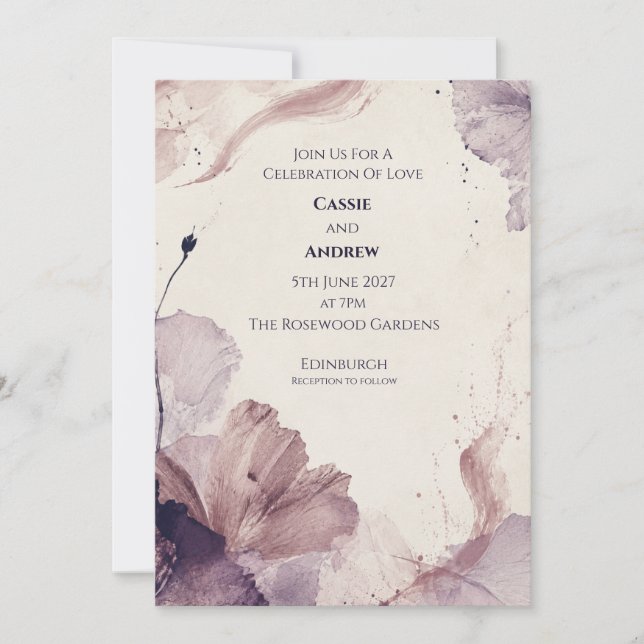 Blue Chinoiserie Garden Wedding Invitation (Front)