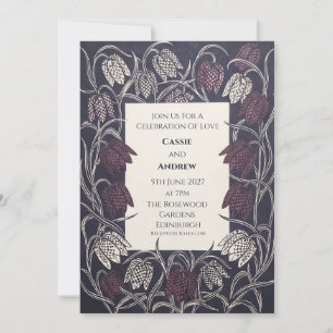 Blue Chinoiserie Garden Wedding Invitation