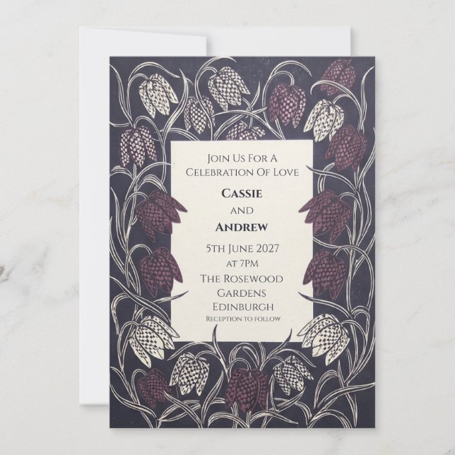 Blue Chinoiserie Garden Wedding Invitation (Front)
