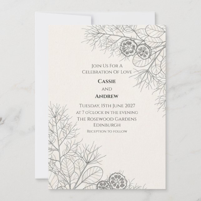 Blue Chinoiserie Garden Wedding Invitation (Front)