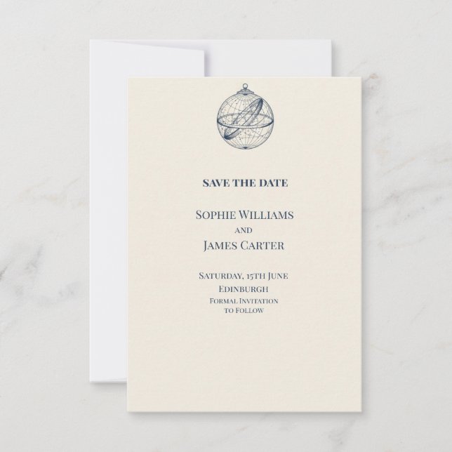 Blue Chinoiserie Garden Wedding Save the Date (Front)