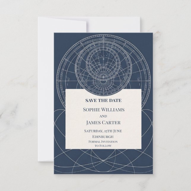 Blue Chinoiserie Garden Wedding Save the Date (Front)