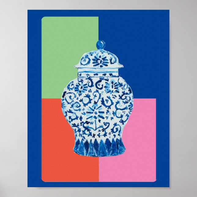 Blue Chinoiserie Ginger jar jars art print (Front)