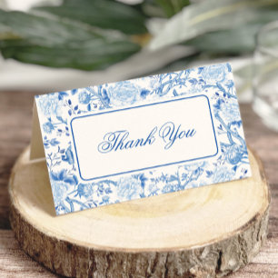 Blue Chinoiserie Grandmillenial Floral Toile Thank You Card