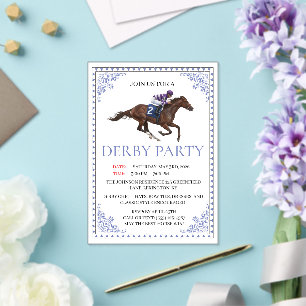 Blue Chinoiserie Horse Race Derby Party Invite Acrylic Invitations
