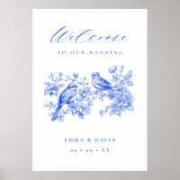 Blue Chinoiserie Love Birds Wedding Welcome