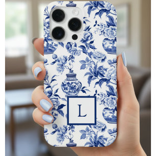 Blue Chinoiserie Monogram  iPhone 16 Pro Case