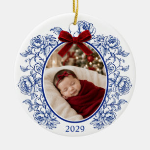 Blue Chinoiserie My First Christmas Photo Ornament