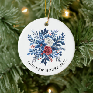 Blue Chinoiserie New House Christmas Ceramic Tree Decoration