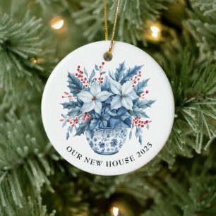 Blue Chinoiserie New House Christmas Ceramic Tree Decoration