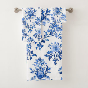 Blue Chinoiserie Pattern Bath Towel Set