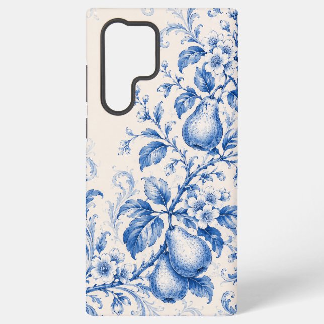 Blue Chinoiserie Pear Blossom Phone Case (Back)