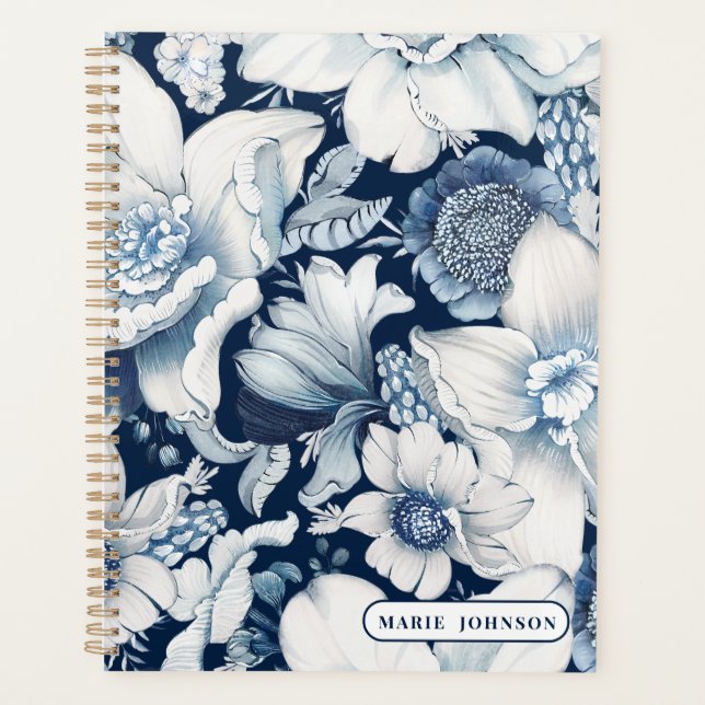 Blue Chinoiserie Personalised Planner (Front)