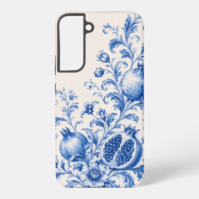 Blue Chinoiserie Pomegranate Phone Case (Back)