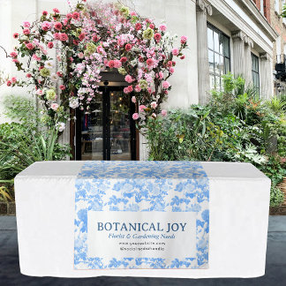 Blue Chinoiserie Pop Up Shop Table Runner Sign Tapestry