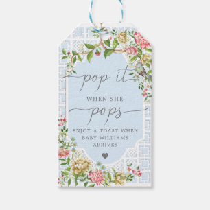 Blue Chinoiserie Pop When She Pops Favour Tag
