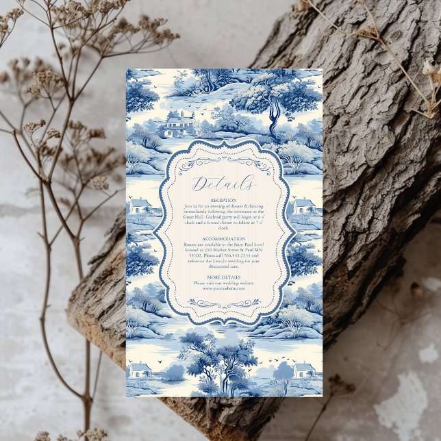 Blue Chinoiserie Porcelain Botanical Peony Wedding Enclosure Card (Creator Uploaded)