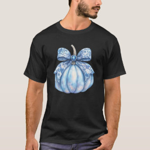 Blue Chinoiserie Pumpkin Aesthetic Coquette Toile T-Shirt