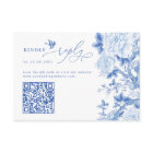 Blue Chinoiserie QR Code Wedding Website RSVP