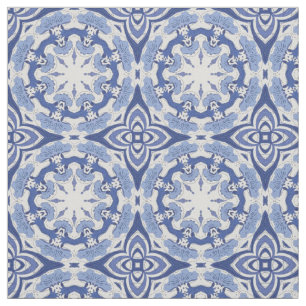 Blue chinoiserie repeat circle decorator pattern fabric