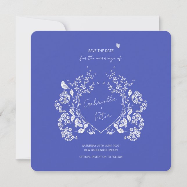 Blue Chinoiserie Save The Date (Front)