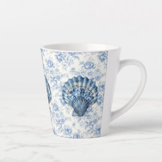 Blue Chinoiserie Shell Small Ceramic Latte Mug