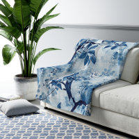Blue Chinoiserie Sherpa Blanket Gift for Women