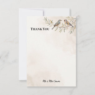 Blue Chinoiserie Songbird Wedding Thank You Card