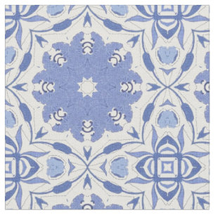 Blue chinoiserie square repeat decorator Fabric