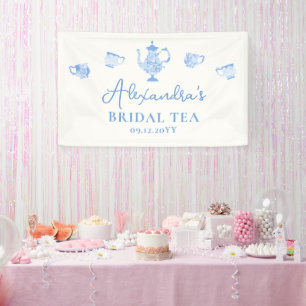 Blue Chinoiserie Tea Party Backdrop Bridal Shower Banner