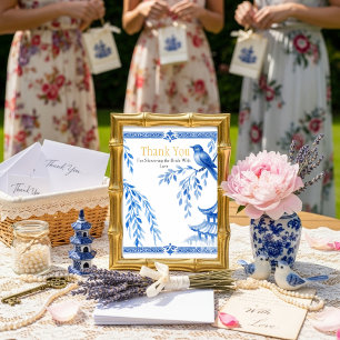 Blue Chinoiserie "Thank You"   Sign Invitation