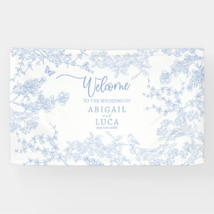 Blue Chinoiserie Toile de Jouy Wedding Banner