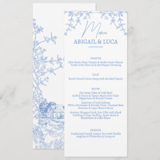 Blue Chinoiserie Toile de Jouy Wedding Menu