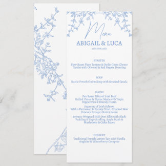 Blue Chinoiserie Toile de Jouy Wedding Menu