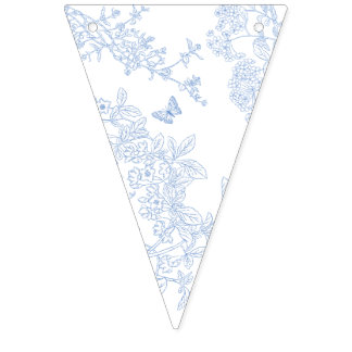 Blue Chinoiserie Toile de Jouy Wedding Save Date Bunting