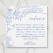 Blue Chinoiserie Toile de Jouy Wedding Welcome