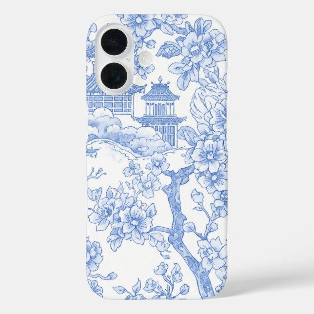 Blue Chinoiserie Toile Dragon Cherry Blossom Case-Mate iPhone Case (Back)